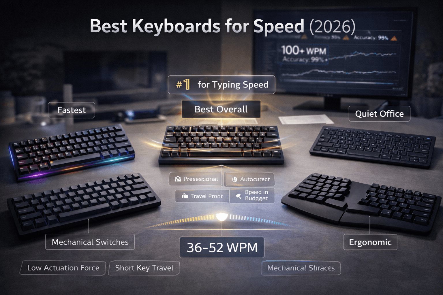 Os melhores teclados para velocidade de digitação em 2026 (testados e classificados)